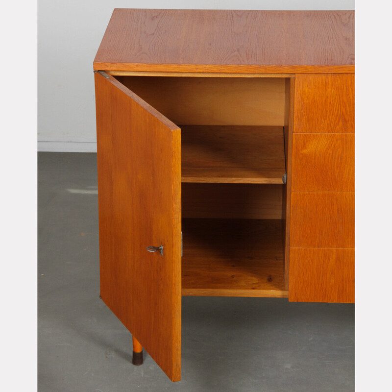 Vintage oak wood chest of drawers for Up Zavody, Czechoslovakia 1960