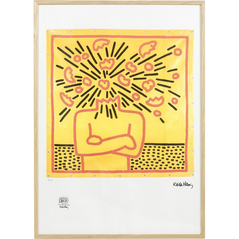 Vintage screen print by Keith Haring, USA 1990