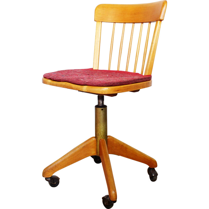 Vintage workshop chair in solid beech wood and metal for Stoll Giroflex, Switzerland 1960