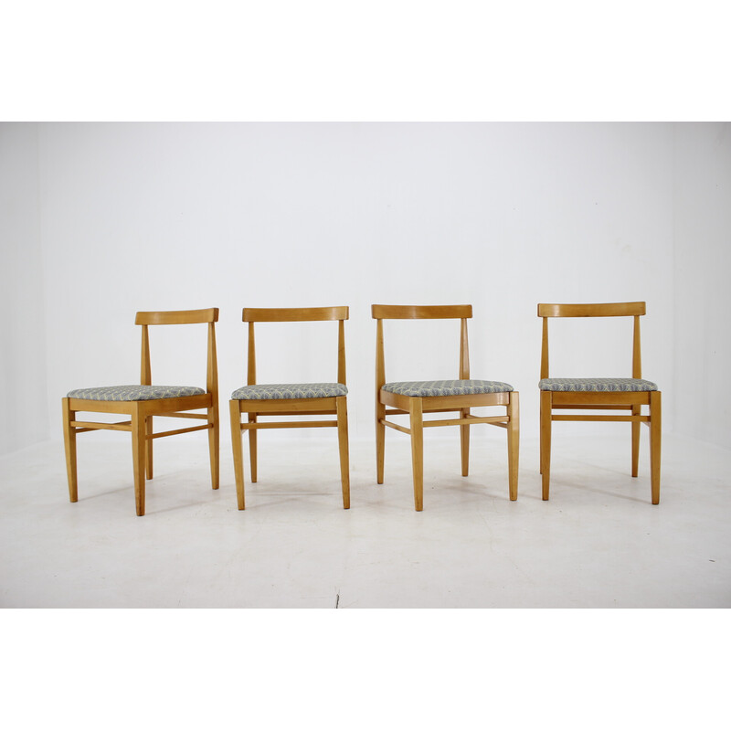 Set of 4 vintage wooden dining chairs, Czechoslovakia 1960