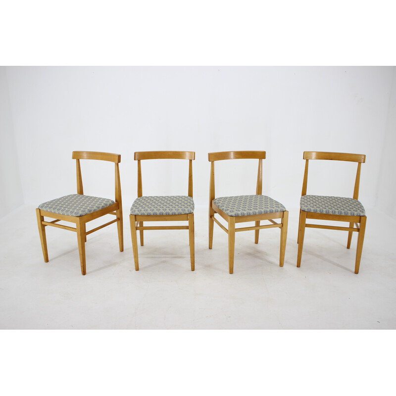 Set of 4 vintage wooden dining chairs, Czechoslovakia 1960