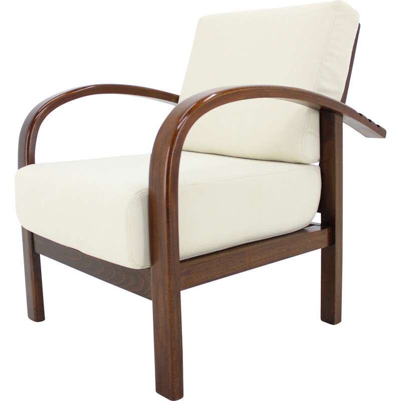 Vintage Art Deco armchair in adjustable beech wood for Fischel, Czechoslovakia 1930