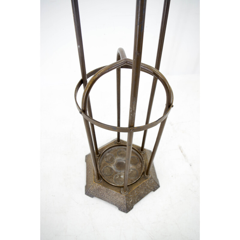 Vintage iron and brass finish coat rack by Vichr and Co., Austria 1900