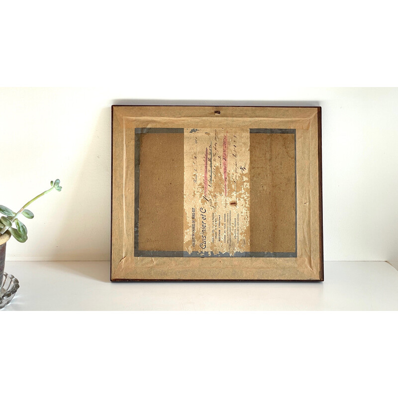 Vintage Art Deco mirror with wooden frame and silver plating, 1920