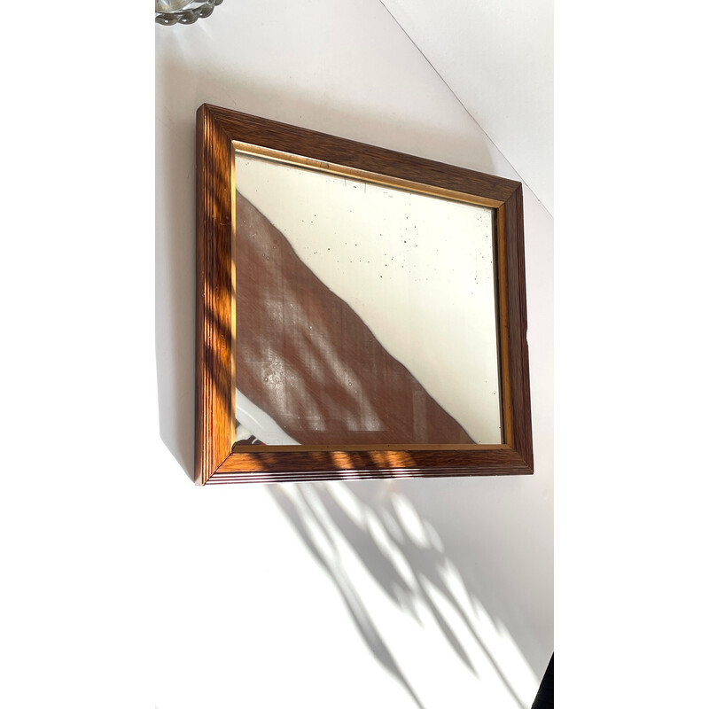 Vintage Art Deco mirror with wooden frame and silver plating, 1920