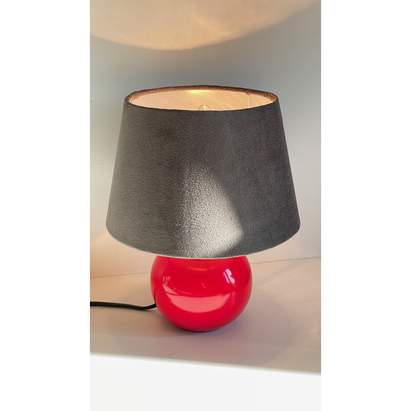 Boule lamp in red lacquered wood circa 1970