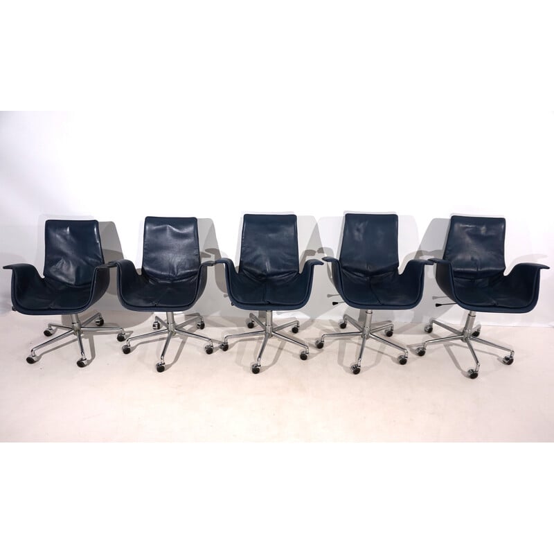 Conjunto de 5 cadeiras de escritório em pele n 6727 by Fabricius