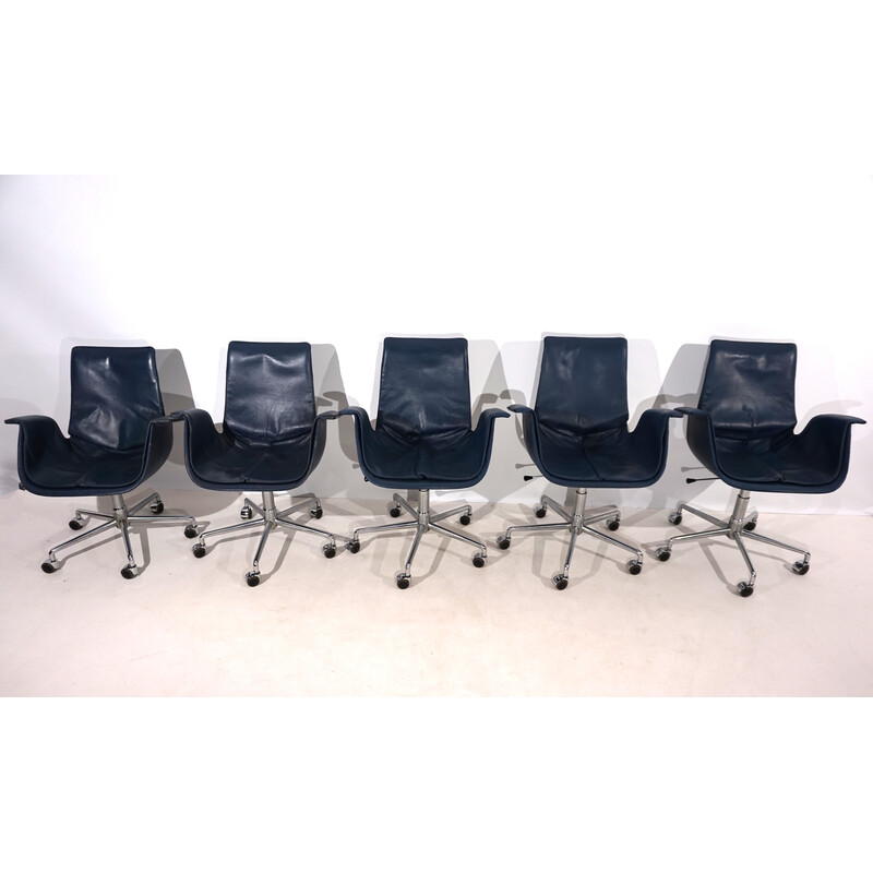 Set van 5 leren bureaustoelen n 6727 van Fabricius