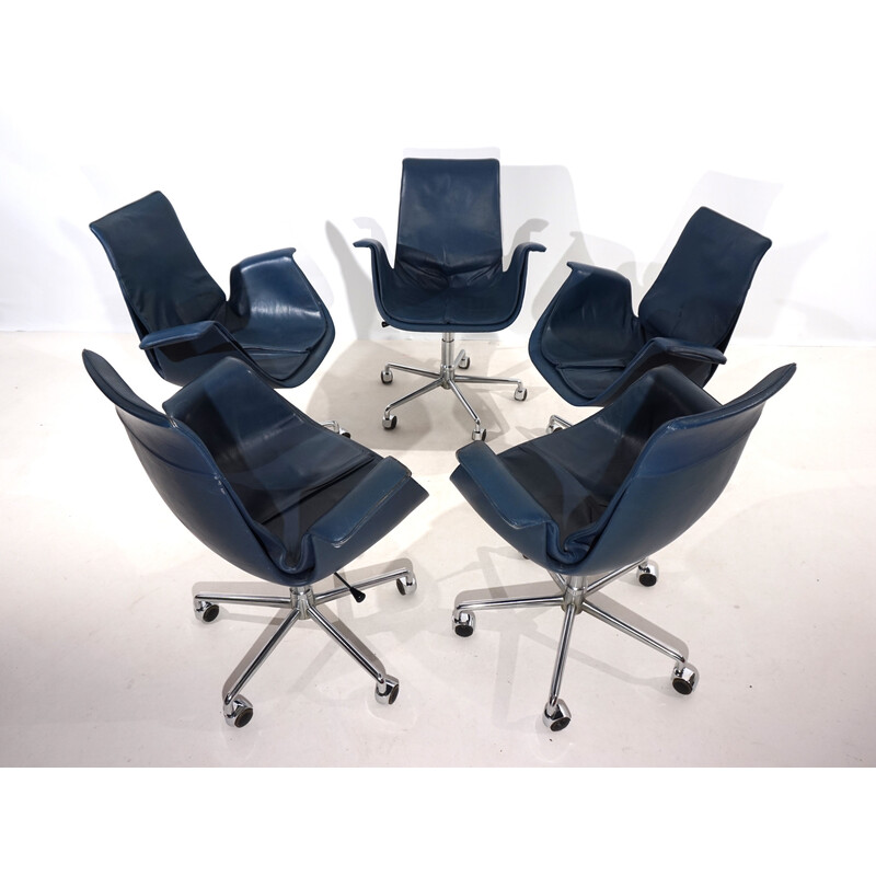 Set of 5  leather office chairs n 6727 by Fabricius & Kastholm for Kill International