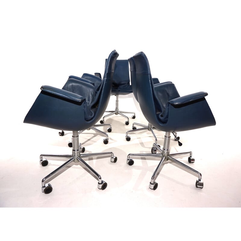 Conjunto de 5 cadeiras de escritório em pele n 6727 by Fabricius