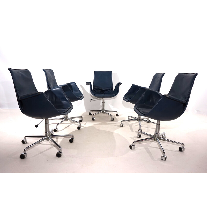 Set of 5  leather office chairs n 6727 by Fabricius & Kastholm for Kill International