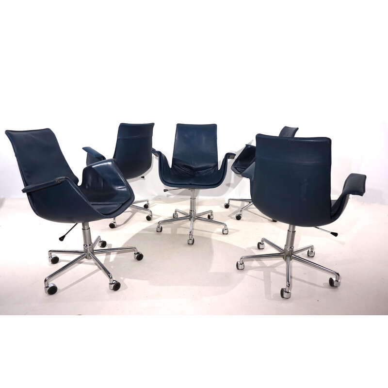 Set of 5  leather office chairs n 6727 by Fabricius & Kastholm for Kill International