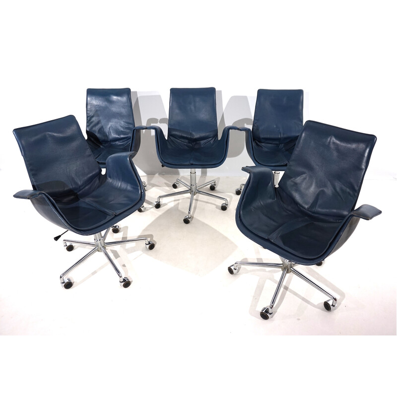 Set di 5 sedie da ufficio in pelle n 6727 di Fabricius