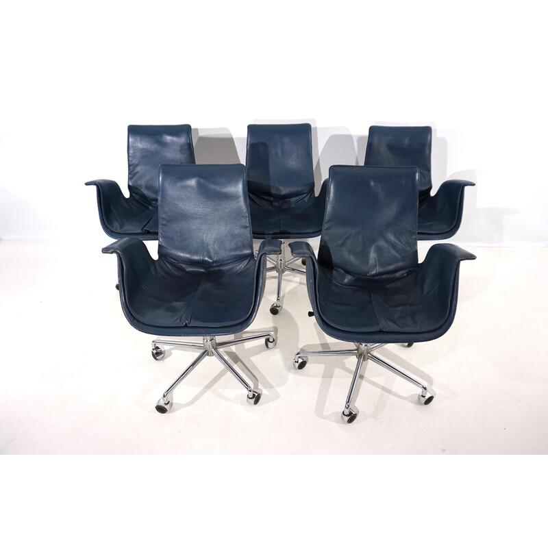 Set of 5  leather office chairs n 6727 by Fabricius & Kastholm for Kill International