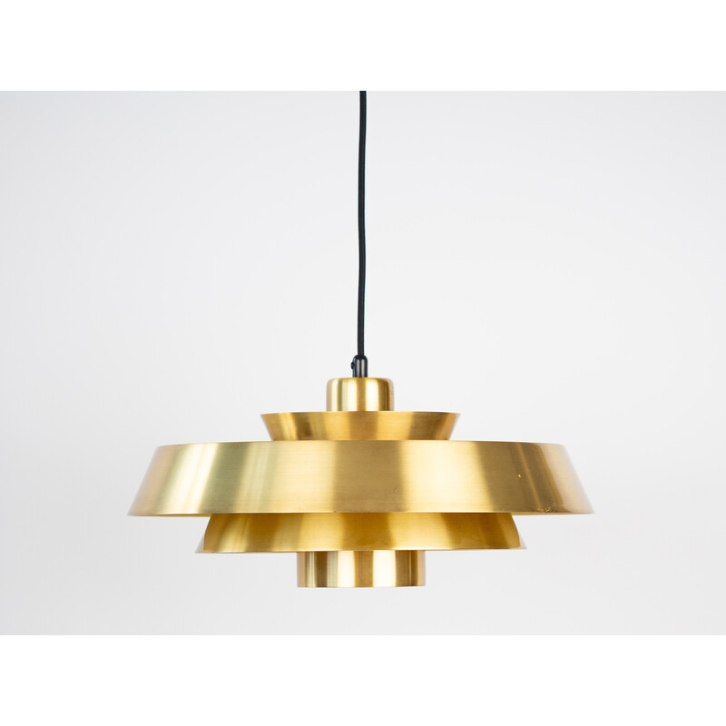 Vintage Nova pendant lamp in brass and aluminum by Jo Hammerborg for Fog et Morup, Denmark 1963