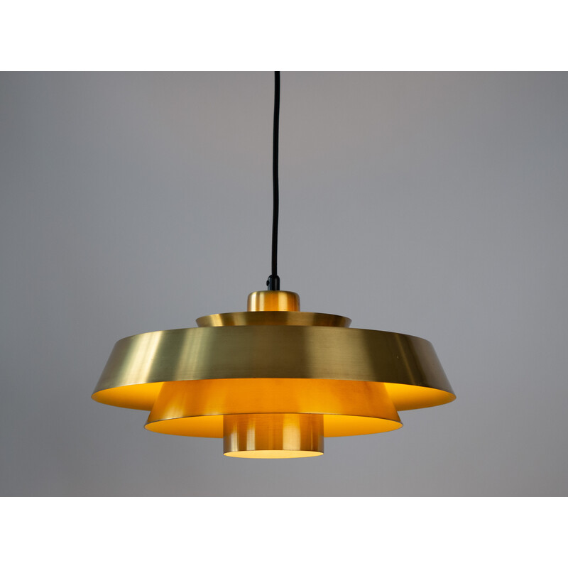 Vintage Nova pendant lamp in brass and aluminum by Jo Hammerborg for Fog et Morup, Denmark 1963