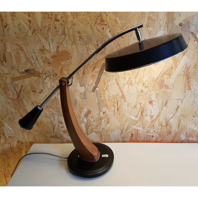 'President" wood and metal desk lamp for Fase - 1960s