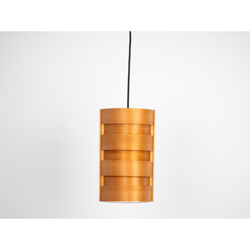 Vintage pendant lamp in Oregon pine veneer by Hans Agne Jakobsson for Ab Ellysett Markaryd, Sweden 1960