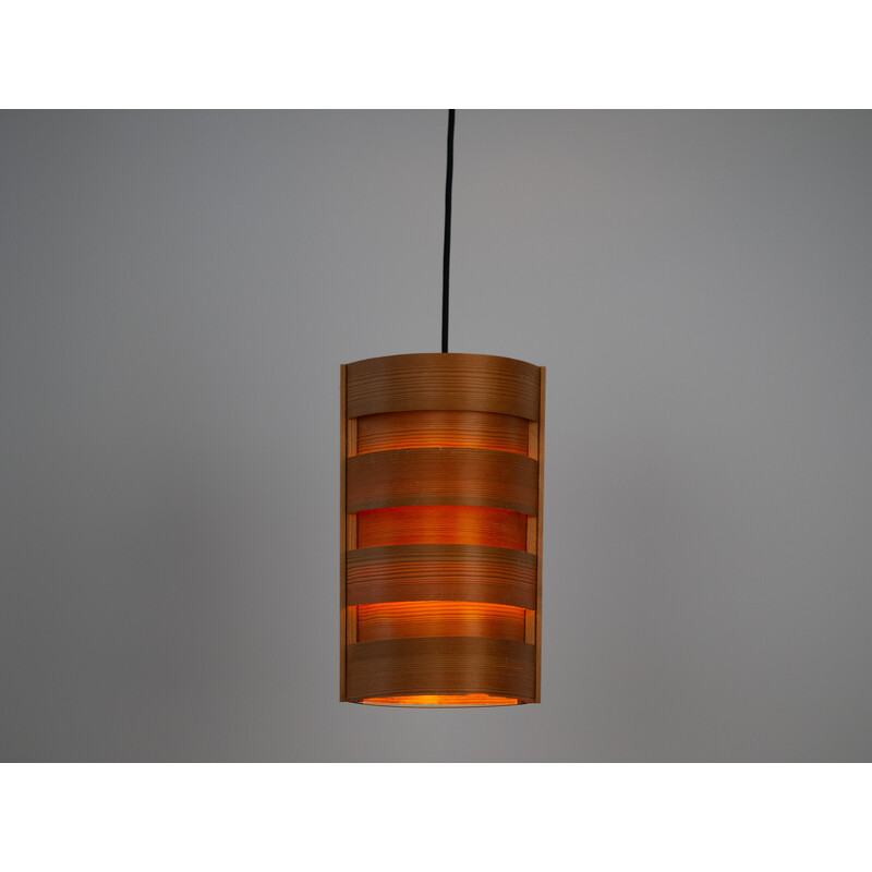 Vintage pendant lamp in Oregon pine veneer by Hans Agne Jakobsson for Ab Ellysett Markaryd, Sweden 1960