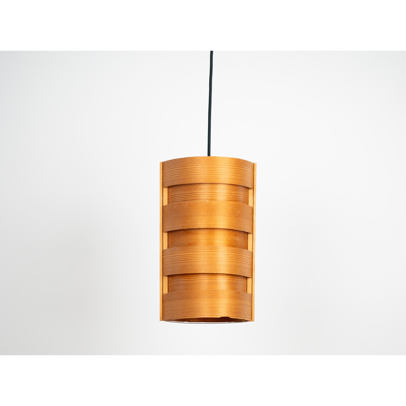 Vintage pendant lamp in Oregon pine veneer by Hans Agne Jakobsson for Ab Ellysett Markaryd, Sweden 1960