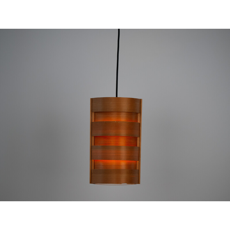 Vintage pendant lamp in Oregon pine veneer by Hans Agne Jakobsson for Ab Ellysett Markaryd, Sweden 1960