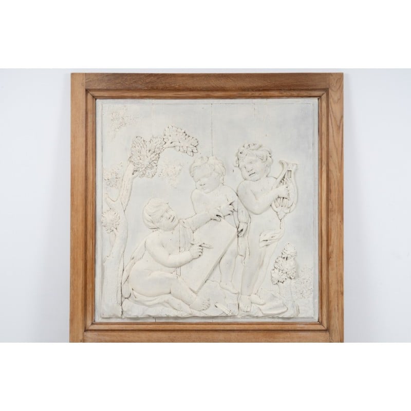 Trumeau d'epoca in legno raffigurante un'allegoria delle arti, Francia
