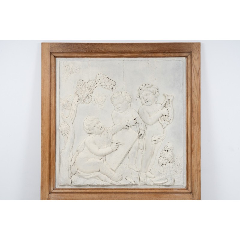 Vintage wooden trumeau representing an allegory of the arts, France