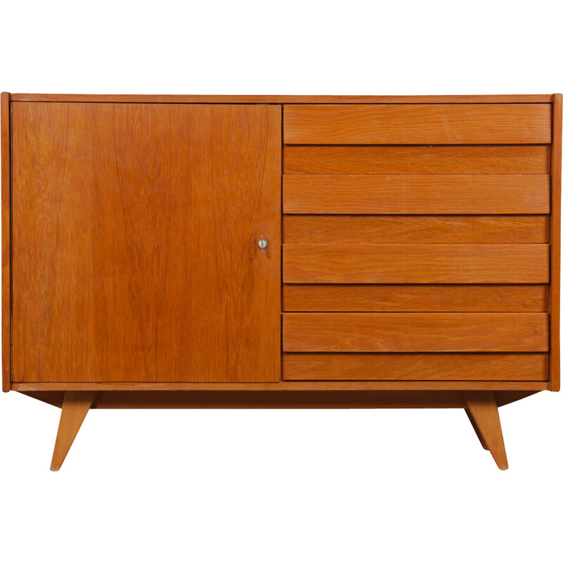 Vintage chest of drawers model U-458 in oak by Jiroutek for Interier Praha, Czechoslovakia 1960