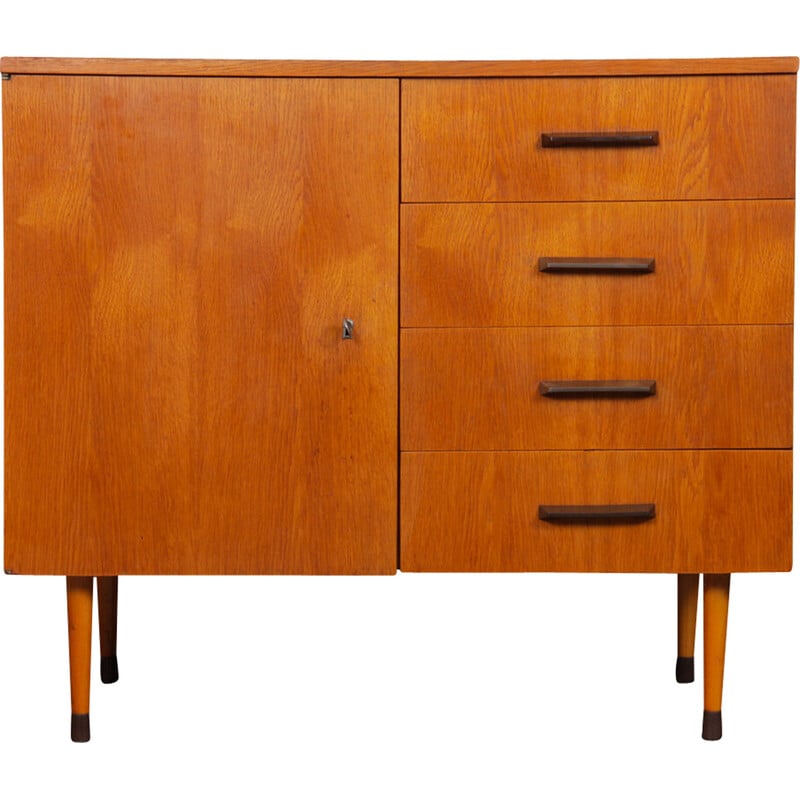 Vintage oak wood chest of drawers for Up Zavody, Czechoslovakia 1960