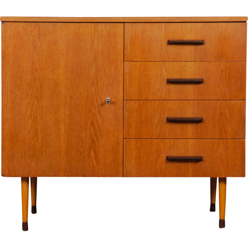 Vintage oak wood chest of drawers for Up Zavody, Czechoslovakia 1960