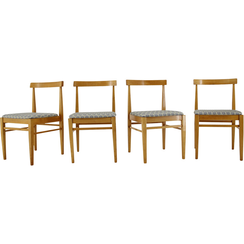 Set of 4 vintage wooden dining chairs, Czechoslovakia 1960