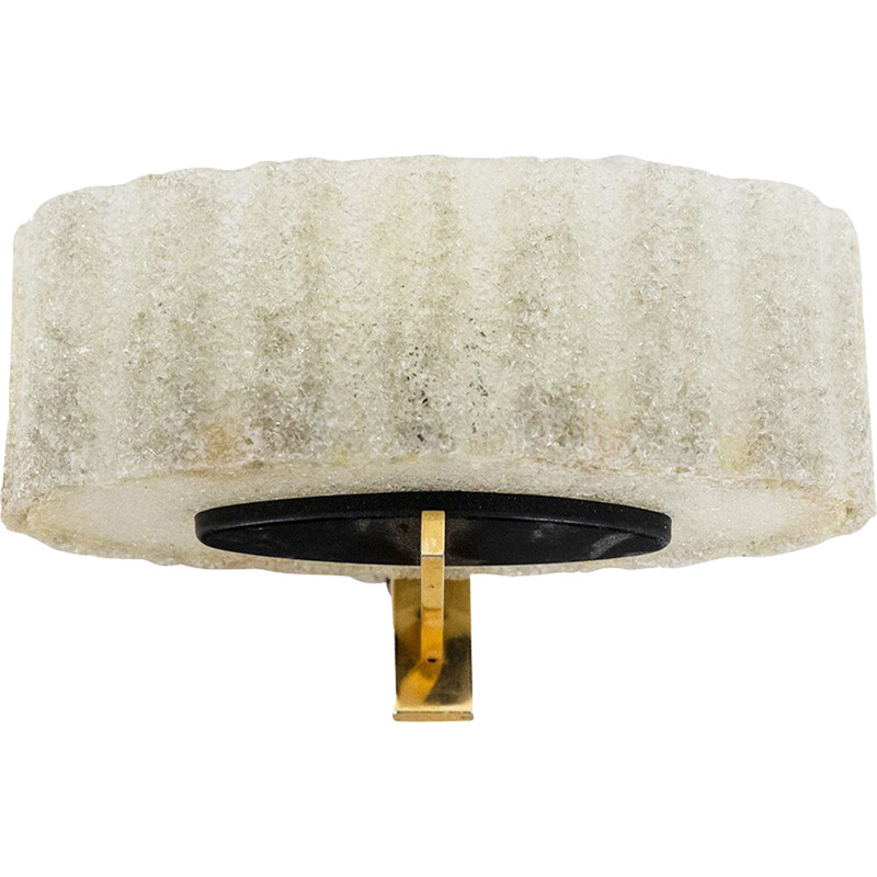 Vintage wall lamp in granite resin and golden brass for Maison Arlus, France 1960