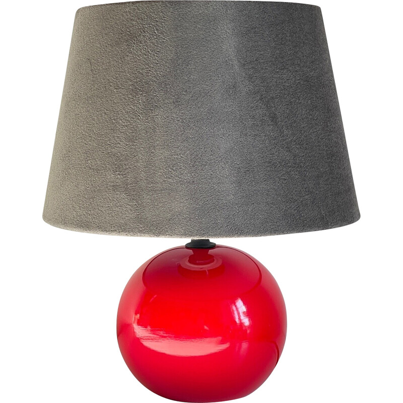 Lampe Boule en bois laqué rouge vers 1970