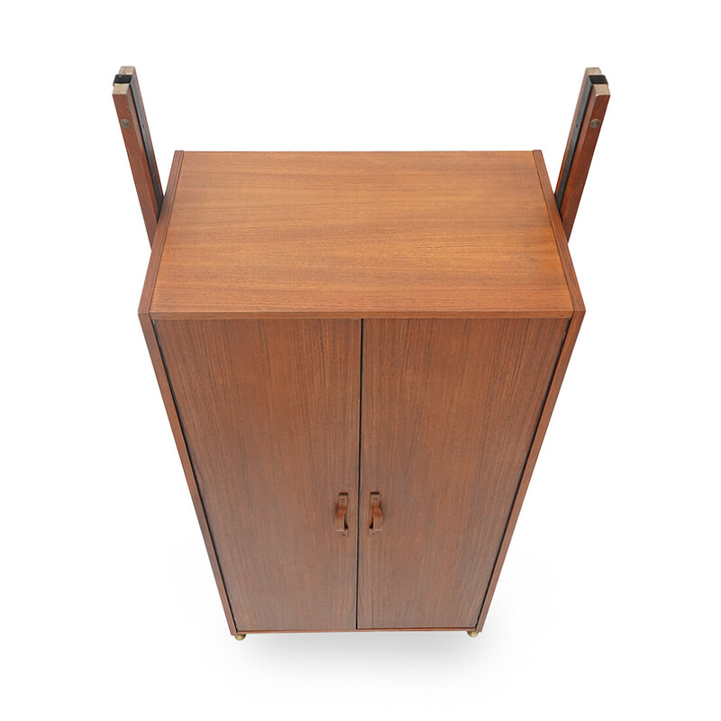 Vintage cabinet in teak veneered wood and metal, Italy 1960