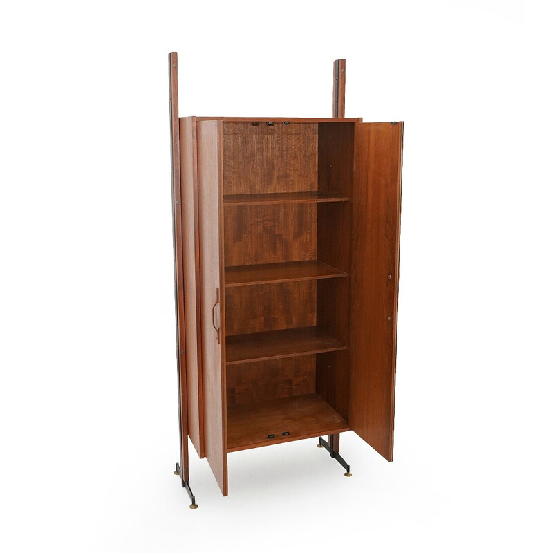 Vintage cabinet in teak veneered wood and metal, Italy 1960