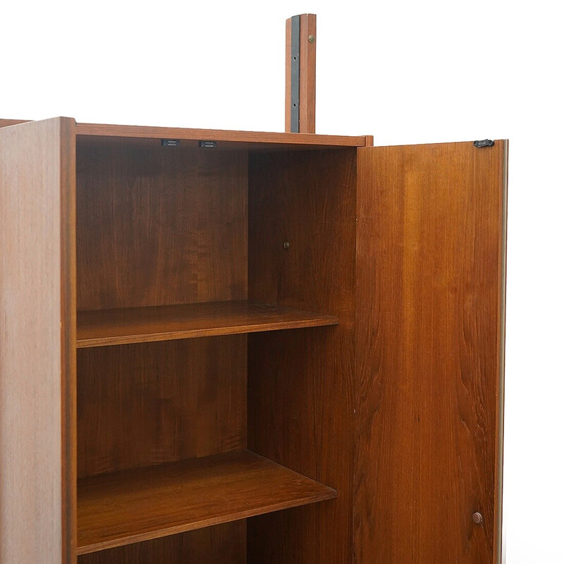 Vintage cabinet in teak veneered wood and metal, Italy 1960