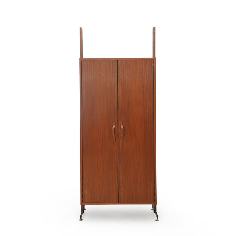 Vintage cabinet in teak veneered wood and metal, Italy 1960