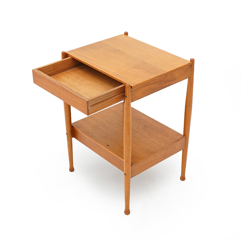 Vintage bedside table with drawer in teak veneer for Fratelli Reguitti, Italy 1960