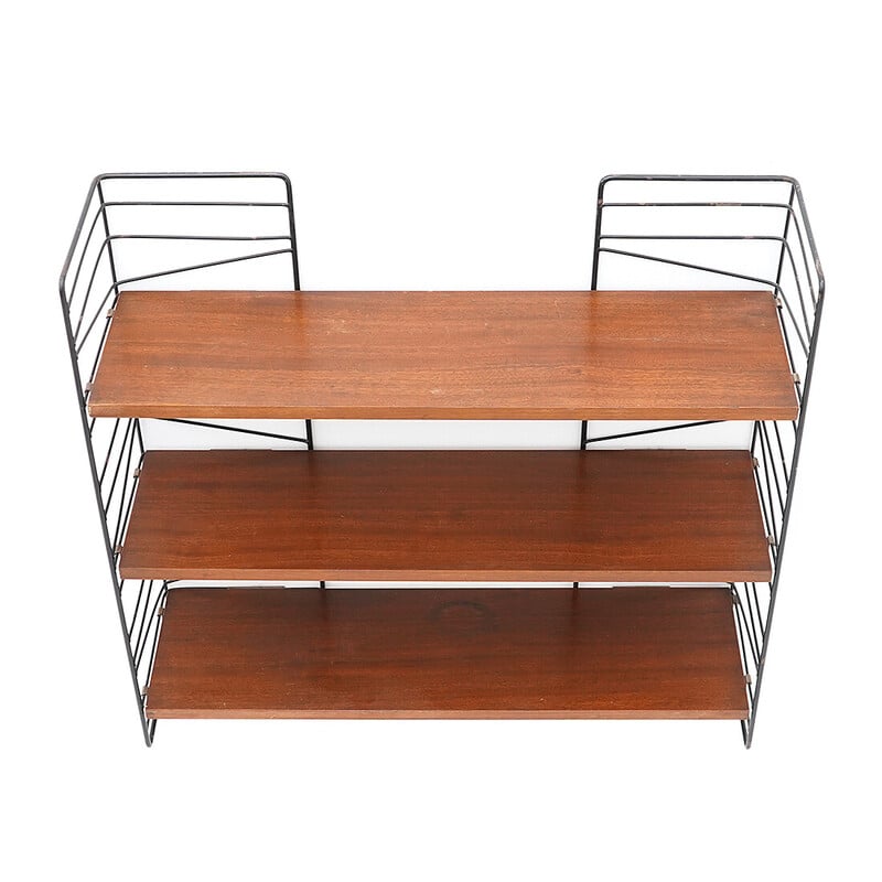 Vintage “Sonja Bookshelf” in metal and wood for Exqvisita Style AB Stockholm, Sweden 1960