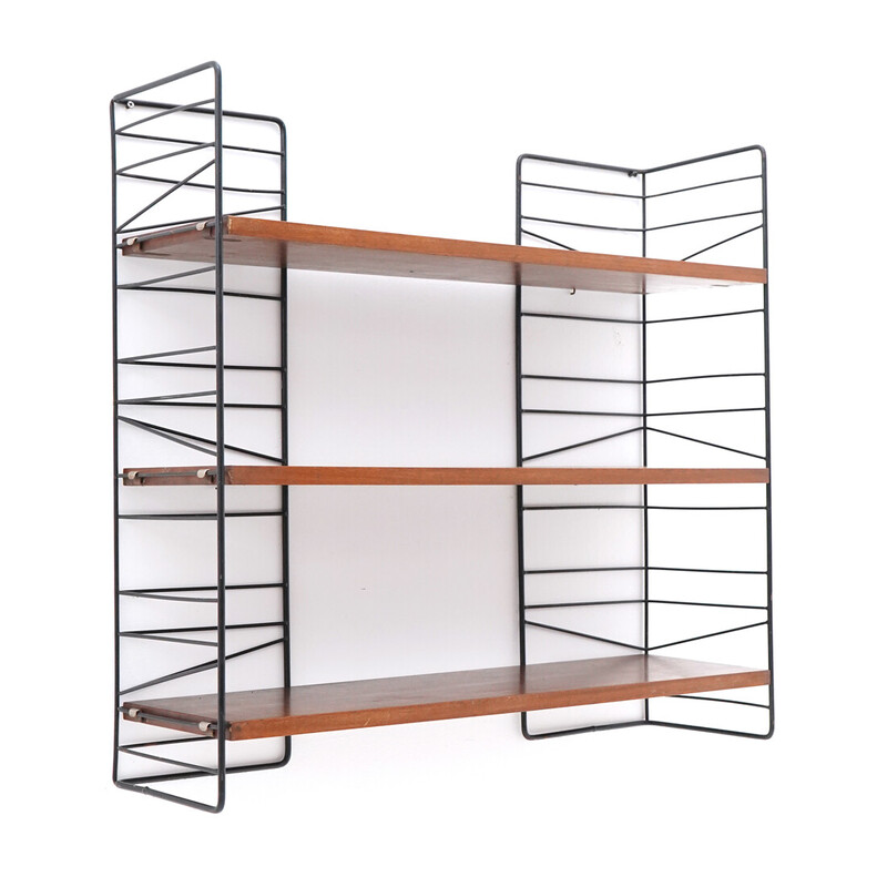 Etagère vintage "Sonja Bookshelf" en métal et bois pour Exqvisita Style AB Stockholm, Suède 1960