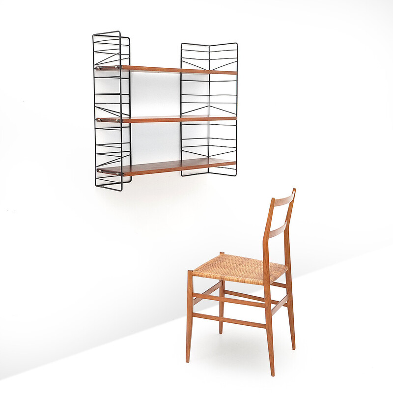 Vintage “Sonja Bookshelf” in metal and wood for Exqvisita Style AB Stockholm, Sweden 1960