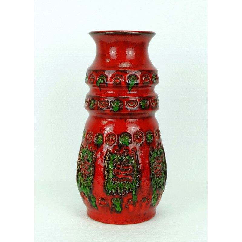 Red and green u-keramik vase - 1960s