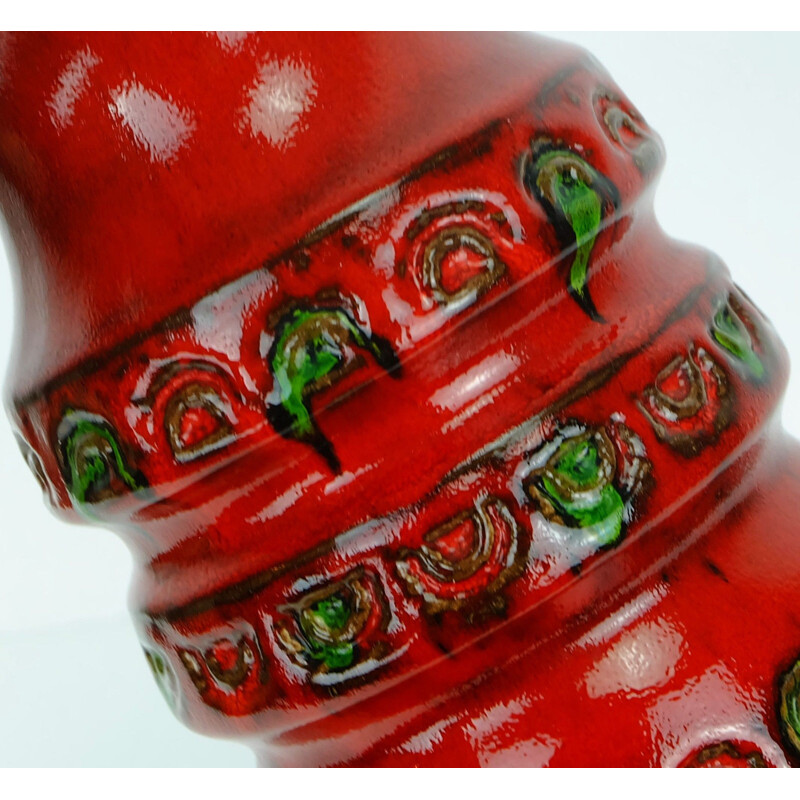 Red and green u-keramik vase - 1960s