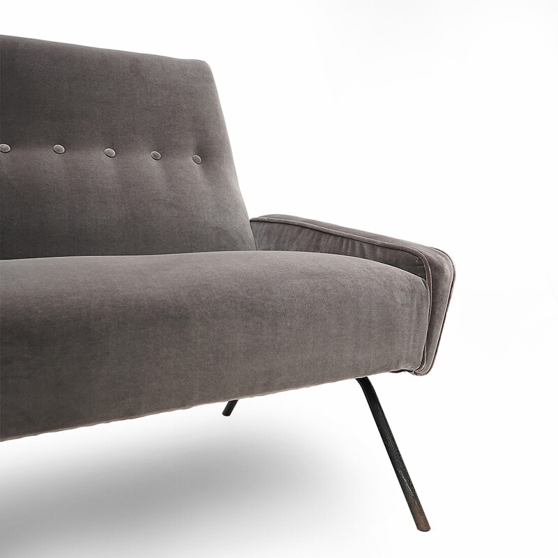 Vintage 2-seater sofa in upholstered wood and metal by Felice Rossi, Italy 1950