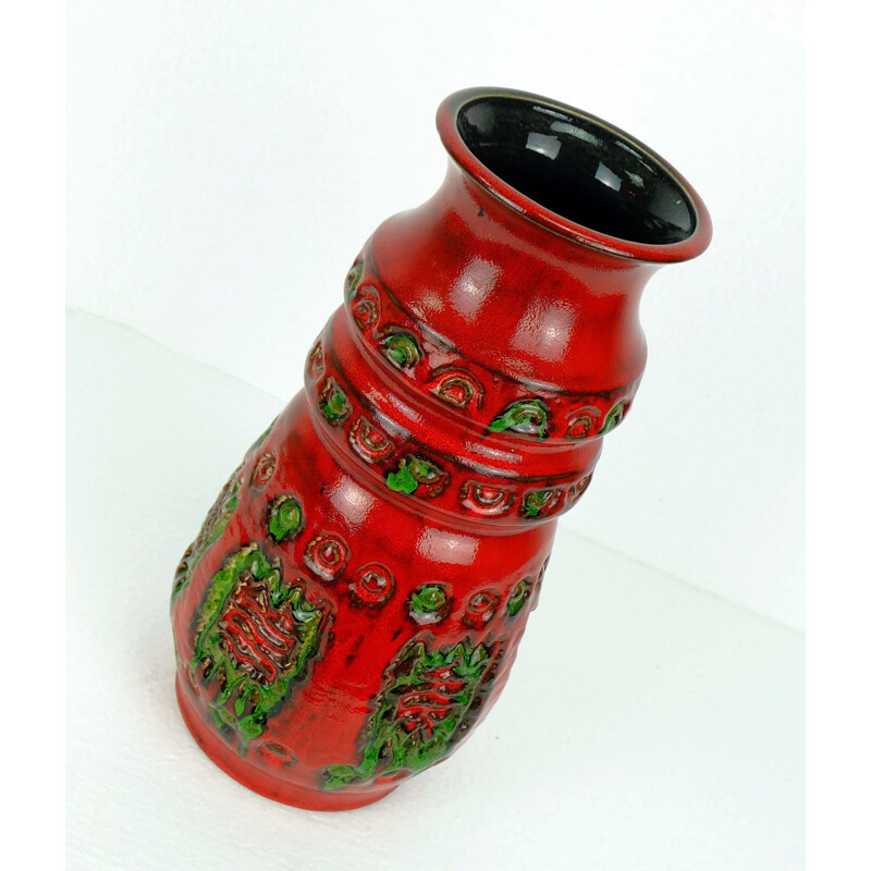 Red and green u-keramik vase - 1960s