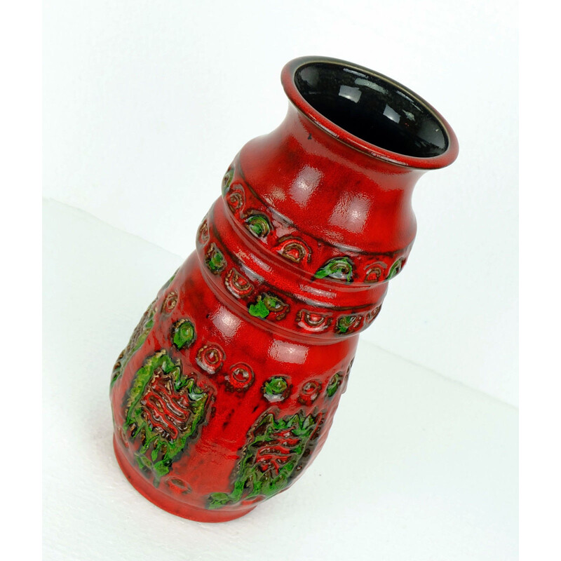 Vase rouge et vert u-keramik - 1960