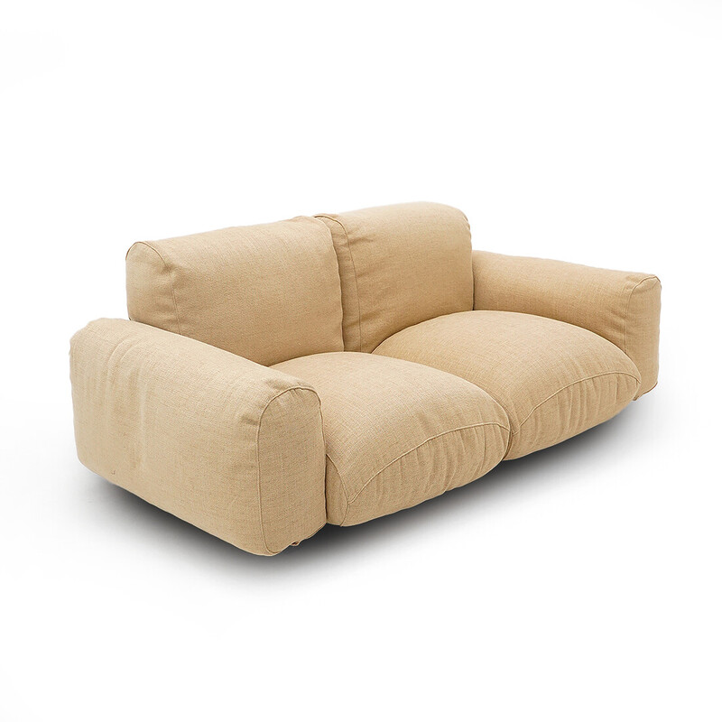 Vintage 2-Sitzer-Sofa "Marenco" aus schwarzem Meta und Kissen von Mario Marenco für Arflex, 1970