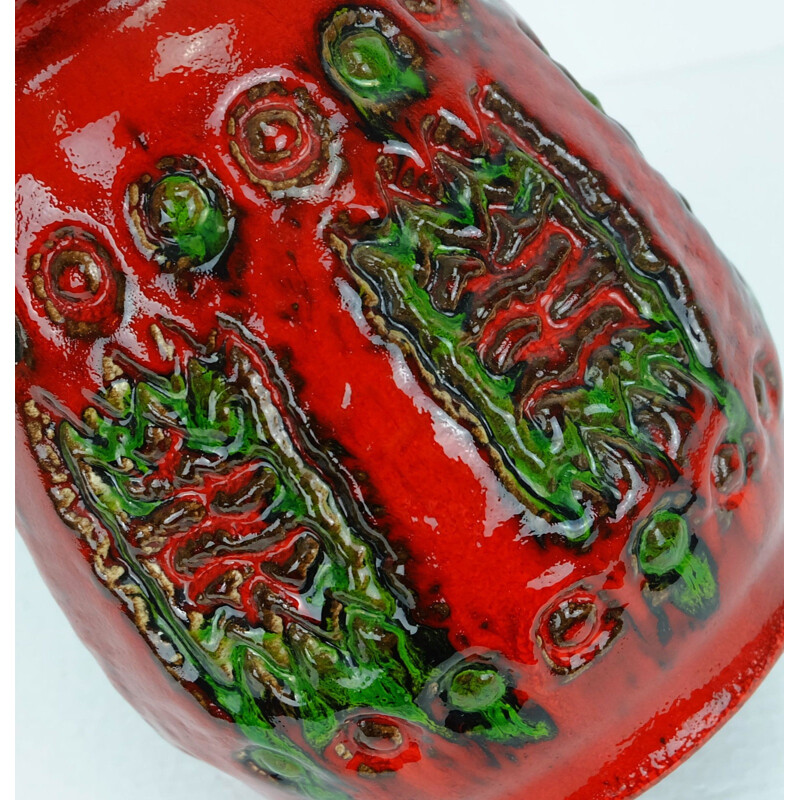 Red and green u-keramik vase - 1960s