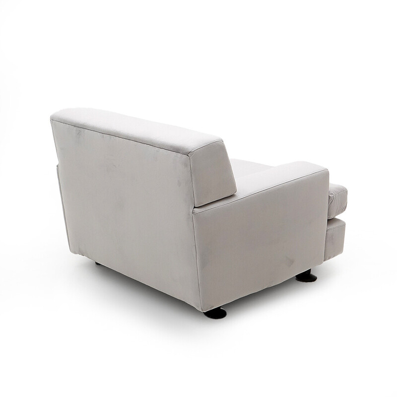 Vintage "Square" armchair in wood and gray velvet by Marco Zanuso for Techniform, Italy 1960