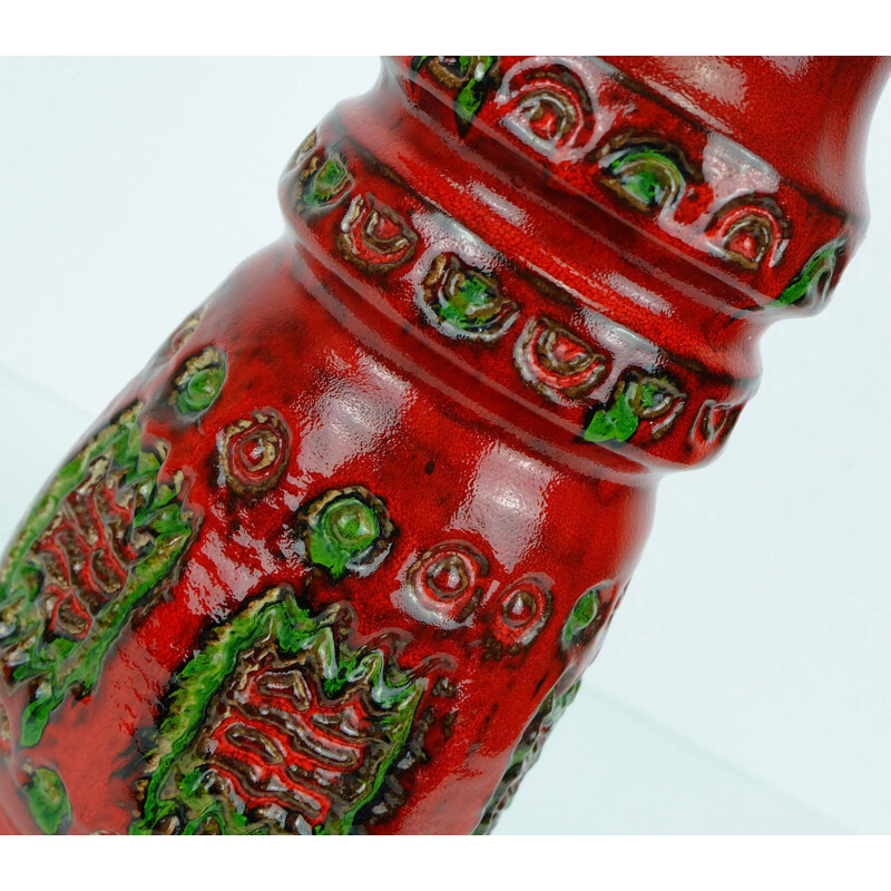 Red and green u-keramik vase - 1960s